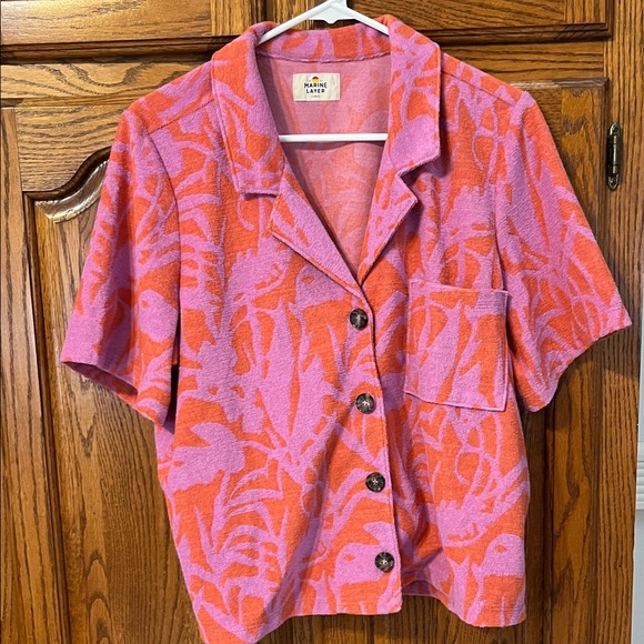 Marine Layer Tops - Marine Layer Terry Out Top lavender and Orange Shirt